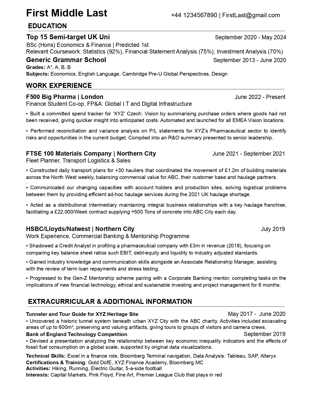 CV Review Corp Banking Or FLDP 24 Wall Street Oasis